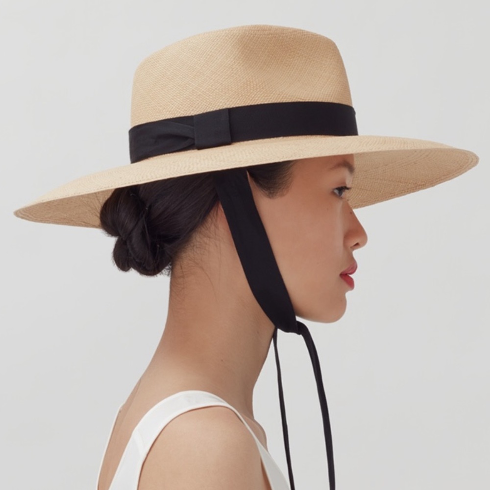 CUYANA Ribbon Tie Panama Hat Size 57- Sand